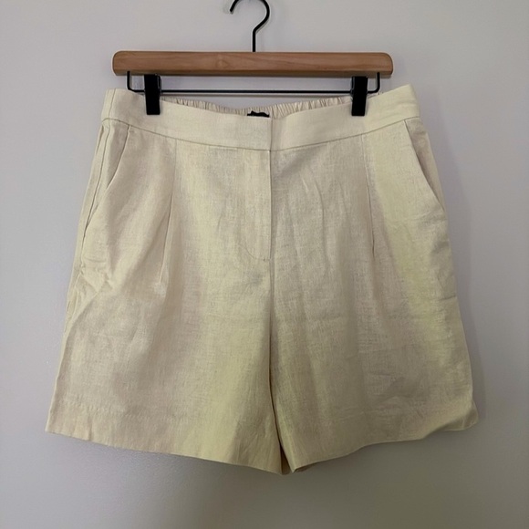 J. Crew Factory Pleated linen-blend short with elastic waist dusty ivory Size 10 - Picture 14 of 15